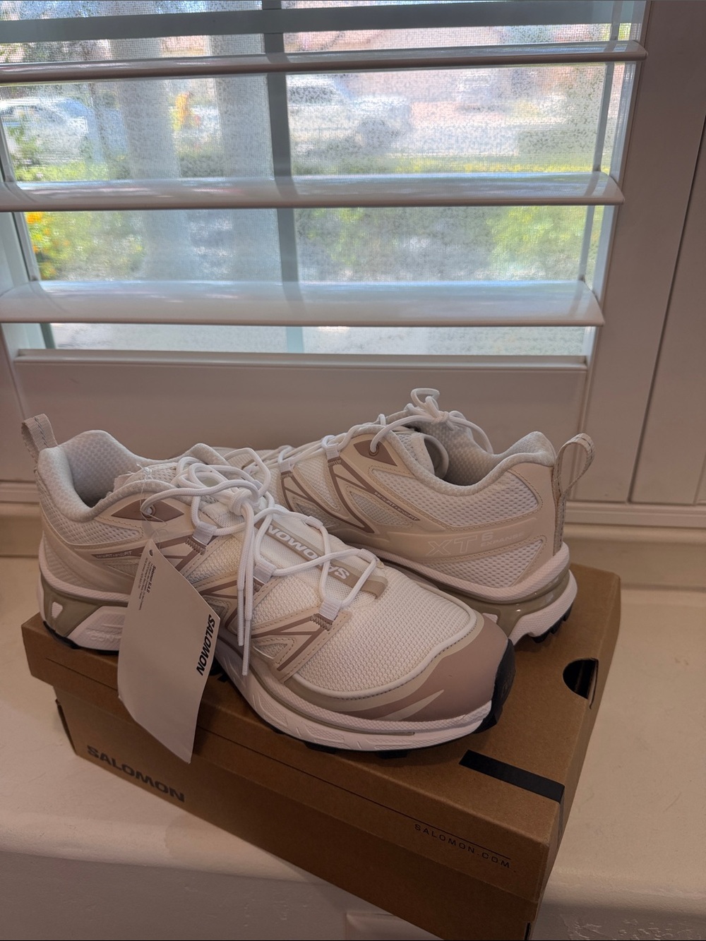 Salomon Women's Athletic Shoes in White and Beige - Picture 1 of 3
